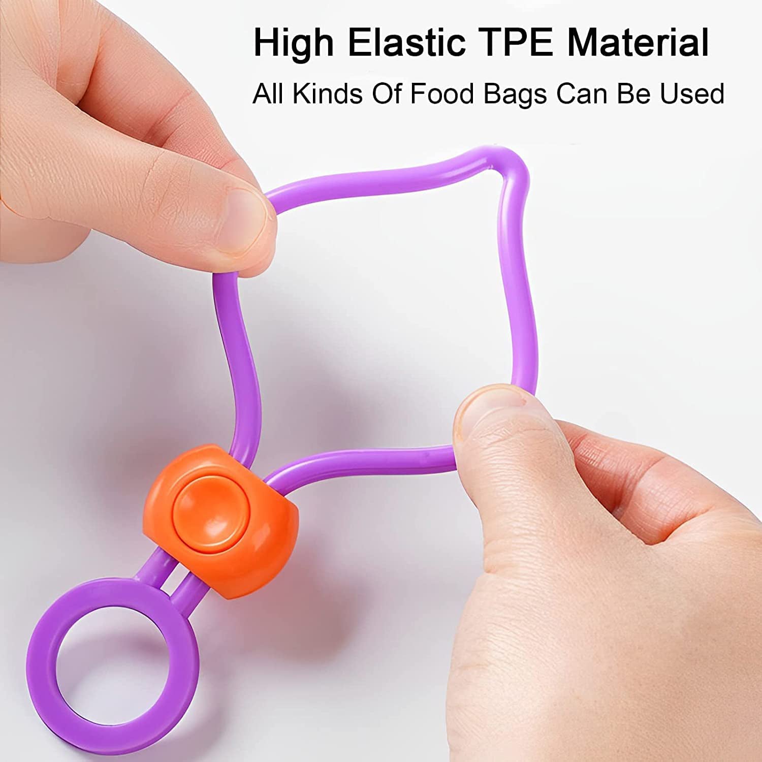 Reusable Bag Sealing Clip Multi Purpose Food Bag Sealer Cable Tie Cord Organizer Elastic Adjustable Clip for Kitchen Home Office Storage (1 Pc)