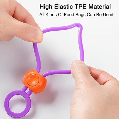 Reusable Bag Sealing Clip Multi Purpose Food Bag Sealer Cable Tie Cord Organizer Elastic Adjustable Clip for Kitchen Home Office Storage (1 Pc)