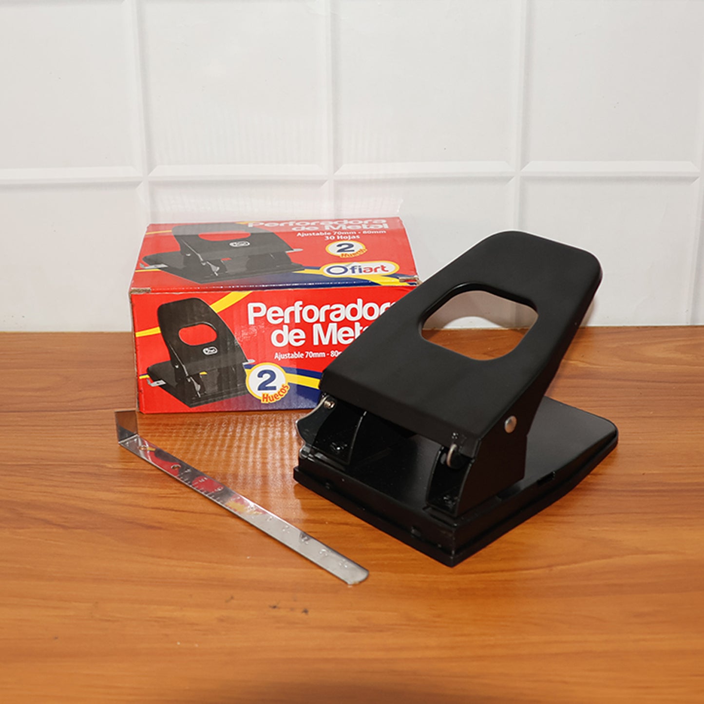 Heavy Duty Metal 2 Hole Paper Punch Machine Adjustable Office File Hole Puncher with Precision Alignment Ruler Large Capacity Up to 30 Sheets for School Home and Office Use (1 Pc)