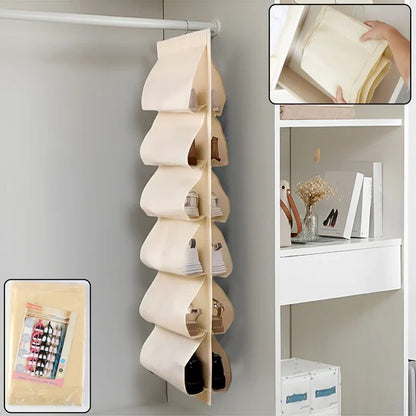 12 Pocket Hanging Storage Bag Closet Organizer Wardrobe Door Storage Pocket for Shoes Clothes and Accessories (1 Pc Mix Color)