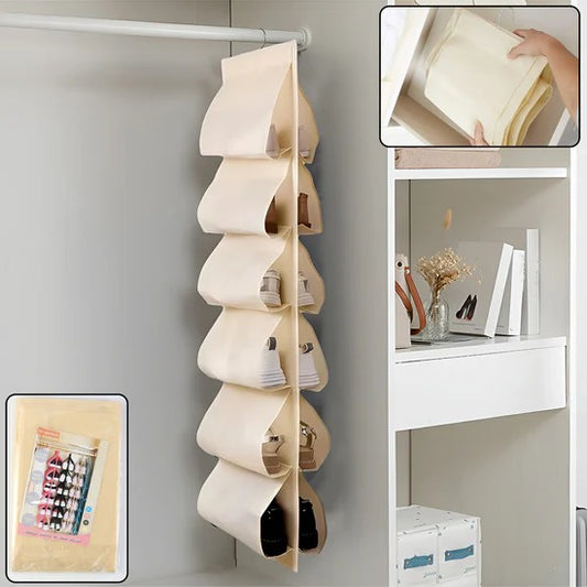 12 Pocket Hanging Storage Bag Closet Organizer Wardrobe Door Storage Pocket for Shoes Clothes and Accessories (1 Pc Mix Color)