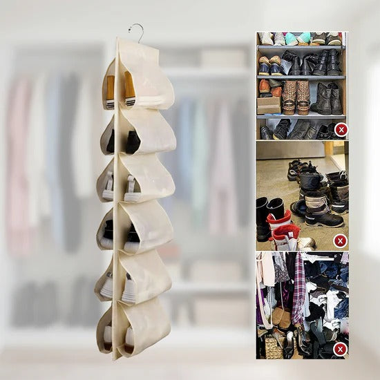12 Pocket Hanging Storage Bag Closet Organizer Wardrobe Door Storage Pocket for Shoes Clothes and Accessories (1 Pc Mix Color)