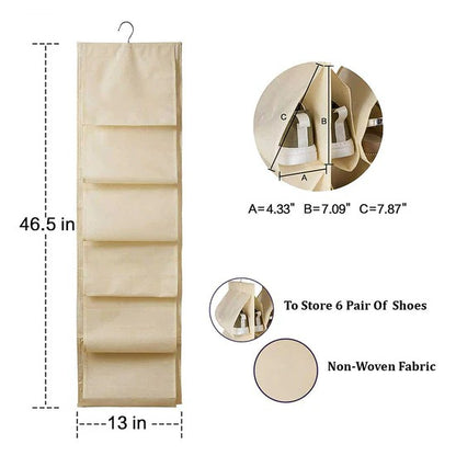 12 Pocket Hanging Storage Bag Closet Organizer Wardrobe Door Storage Pocket for Shoes Clothes and Accessories (1 Pc Mix Color)