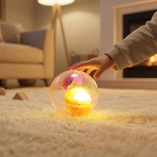 Light-Up Bouncy Fish Ball LED Flashing Sensory Toy with Floating Fish Figurine and Confetti for Kids Party Favors and Stress Relief