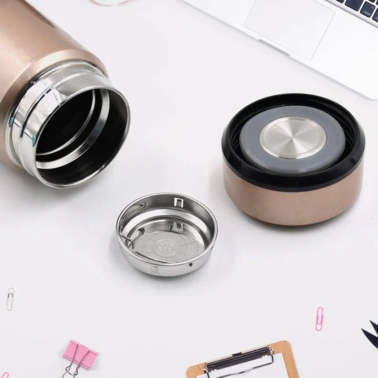 Mix Size and Design Stainless Steel Vacuum Bottle with Cup Lid Thermos Flask for Hot and Cold Drinks and Food Travel Bottle (1 Pc)