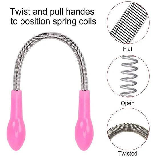 Facial Hair Remover Set Spring Epilator with Eyebrow Razors and Bevelled Tweezers for Women Facial Hair Removal and Eyebrow Grooming