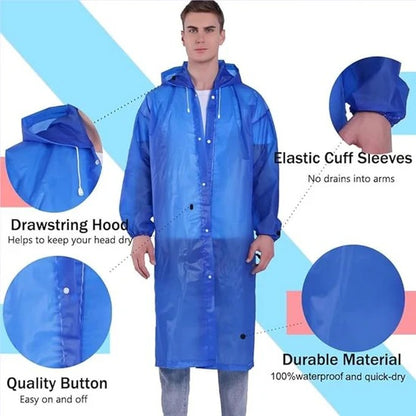 Kids Waterproof EVA Raincoat for Boys and Girls – Portable Reusable Hooded Rain Wear for Outdoor Travel and School
