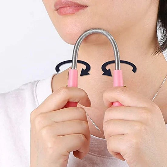 Facial Hair Remover Set Spring Epilator with Eyebrow Razors and Bevelled Tweezers for Women Facial Hair Removal and Eyebrow Grooming