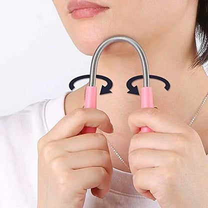 Facial Hair Remover Set Spring Epilator with Eyebrow Razors and Bevelled Tweezers for Women Facial Hair Removal and Eyebrow Grooming