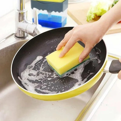 2 in 1 Liquid Soap Dispenser with Sponge Holder | Countertop Dish Soap Pump Dispenser for Kitchen Sink, Bathroom and Cleaning Accessories