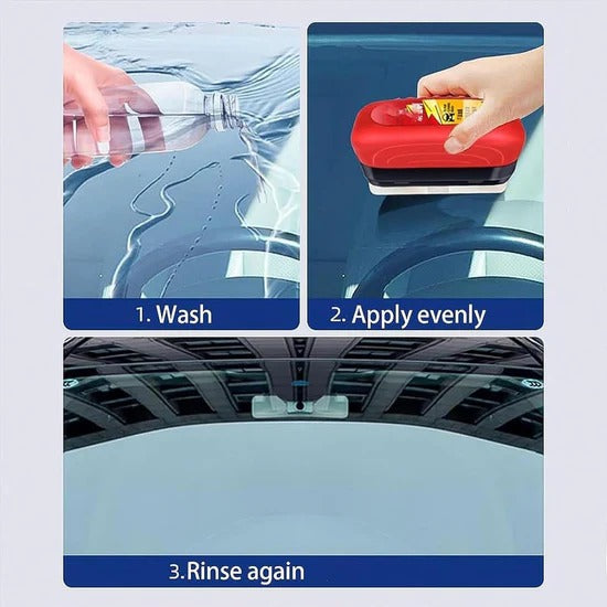 2 in 1 Car Oil Film Cleaning Brush with Foam Head and Ergonomic Handle for Windshield, Windows, and Mirrors