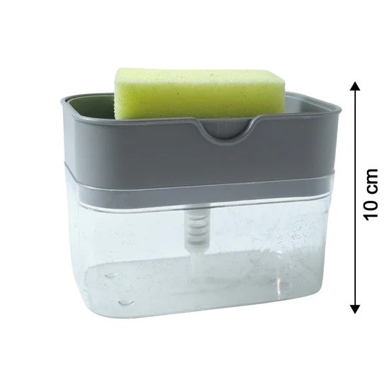 2 in 1 Liquid Soap Dispenser with Sponge Holder | Countertop Dish Soap Pump Dispenser for Kitchen Sink, Bathroom and Cleaning Accessories