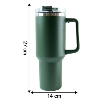 Stainless Steel Vacuum Insulated Tumbler with Lid Handle and Straw 1200ml Travel Mug for Hot and Cold Drinks (Approx 1200 Ml)