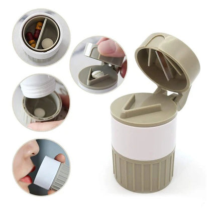 4 in 1 Multipurpose Tablet Cutter, Crusher and Pill Storage Box – Portable Pocket Size Medicine Organizer