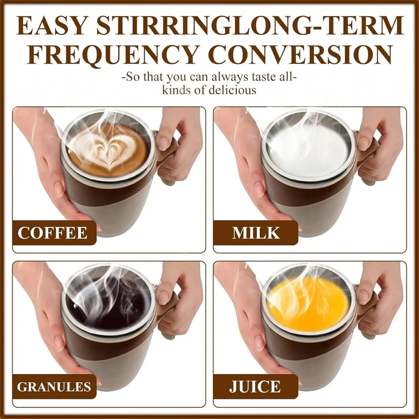 Stirring Coffee Mug  Magnetic Stirring Coffee Cup  Stainless Steel Mug For Milk  Travel Mixing Cup  Self Stirring Coffee Mug Suitable For Coffee Milk Hot Chocolat  Battery Operated ( Battery Not Included )