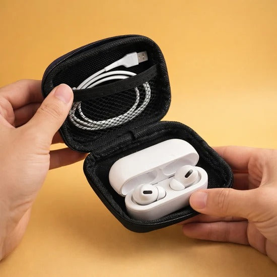 Multipurpose Hard Shell EVA Travel Storage Case for Electronics, Earphones, USB Drives, Data Cables, Chargers and Power Banks, Compact Zipper Gadget Organizer Pouch