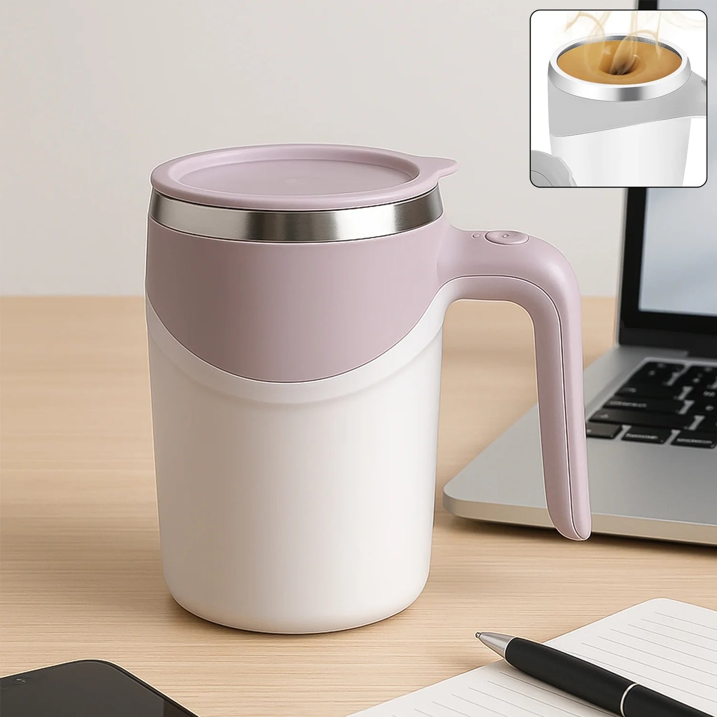 Stirring Coffee Mug  Magnetic Stirring Coffee Cup  Stainless Steel Mug For Milk  Travel Mixing Cup  Self Stirring Coffee Mug Suitable For Coffee Milk Hot Chocolat  Battery Operated ( Battery Not Included )