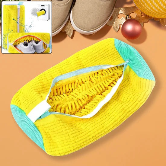 Shoe Cleaning Mop Cover with Microfiber Chenille Lining and Zipper Reusable Washable Shoe Scrubber Bag for Washing Machine and Manual Cleaning (1 Pc)