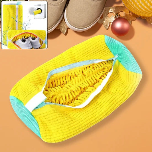 Shoe Cleaning Mop Cover with Microfiber Chenille Lining and Zipper Reusable Washable Shoe Scrubber Bag for Washing Machine and Manual Cleaning (1 Pc)