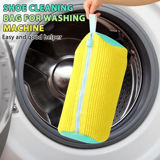 Shoe Cleaning Mop Cover with Microfiber Chenille Lining and Zipper Reusable Washable Shoe Scrubber Bag for Washing Machine and Manual Cleaning (1 Pc)
