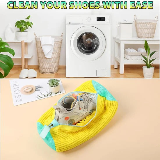 Shoe Cleaning Mop Cover with Microfiber Chenille Lining and Zipper Reusable Washable Shoe Scrubber Bag for Washing Machine and Manual Cleaning (1 Pc)