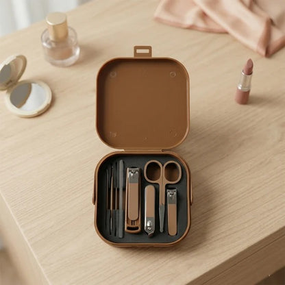 8 in 1 Premium Manicure and Pedicure Grooming Kit with Travel Case Stainless Steel Nail Clippers Scissors File Tweezers and Cuticle Tools (1 Set)