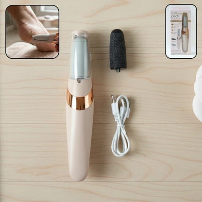 Flewless Pedi Electronic Pedicure Tool Cordless Rechargeable Callus and Dry Skin Remover with 2 Roller Heads and USB Charging Cord (1 Set)
