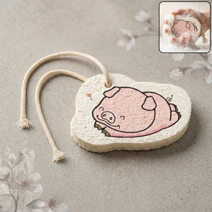 Compressed Wood Pulp Sponge Dishwashing Scouring Pad Cartoon Design Absorbent Kitchen Cleaning Scrubber for Plates Pots Pans Sink Stove and Bathroom (1 Pc)