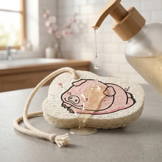 Compressed Wood Pulp Sponge Dishwashing Scouring Pad Cartoon Design Absorbent Kitchen Cleaning Scrubber for Plates Pots Pans Sink Stove and Bathroom (1 Pc)