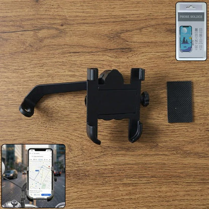 6706 Mobile Phone Holder With Easy Adjustable Rear View Mirror Mount Solid Metal Cradle Stand Suitable For Bike Mobile Phones
