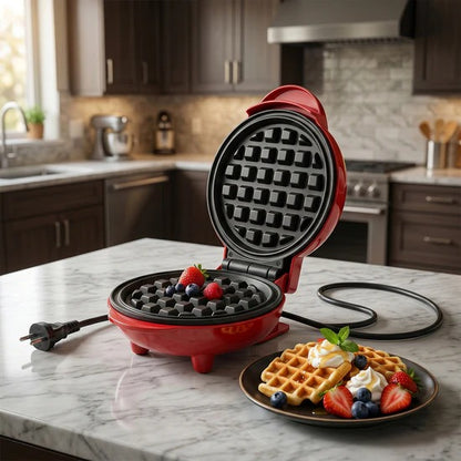Mini Waffle Maker Machine Waffle Iron Home Appliances Kitchen Gift Easy To Clean On-stick Surfaces Perfect Breakfast Dessert Sandwich Pan Cakes Paninis Other Snacks Machine
