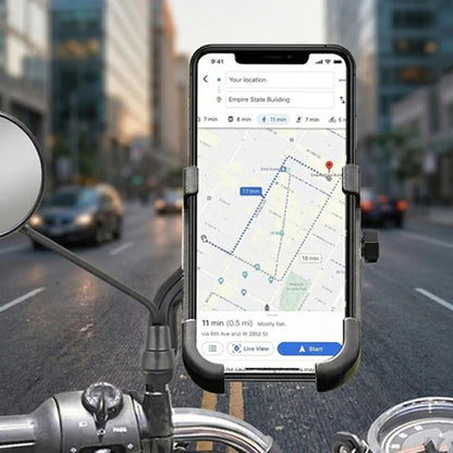6706 Mobile Phone Holder With Easy Adjustable Rear View Mirror Mount Solid Metal Cradle Stand Suitable For Bike Mobile Phones