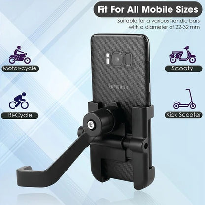 6706 Mobile Phone Holder With Easy Adjustable Rear View Mirror Mount Solid Metal Cradle Stand Suitable For Bike Mobile Phones