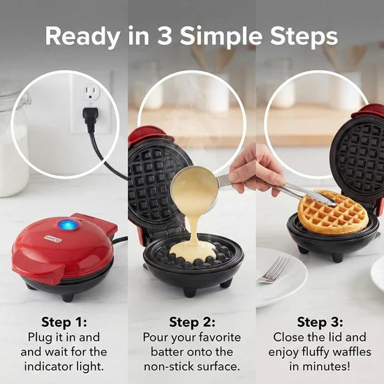Mini Waffle Maker Machine Waffle Iron Home Appliances Kitchen Gift Easy To Clean On-stick Surfaces Perfect Breakfast Dessert Sandwich Pan Cakes Paninis Other Snacks Machine