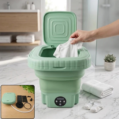 Portable Mini Folding Washing Machine with Drain Basket Compact Washer for Underwear Socks Baby Clothes Travel Camping Dorm and Apartment (1 Pc)