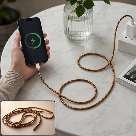 Flexible Spiral Cable Protector Sleeve for USB Type C Lightning Charger Cables and Earphone Wires Tangle Free Cord Guard (1 Pc)