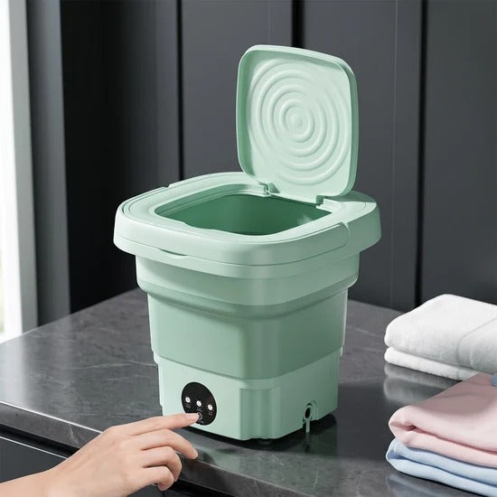 Portable Mini Folding Washing Machine with Drain Basket Compact Washer for Underwear Socks Baby Clothes Travel Camping Dorm and Apartment (1 Pc)