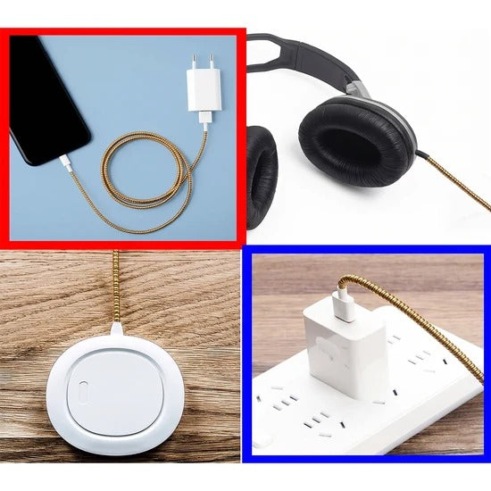 Flexible Spiral Cable Protector Sleeve for USB Type C Lightning Charger Cables and Earphone Wires Tangle Free Cord Guard (1 Pc)