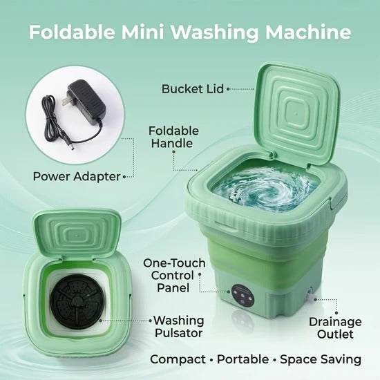 Portable Mini Folding Washing Machine with Drain Basket Compact Washer for Underwear Socks Baby Clothes Travel Camping Dorm and Apartment (1 Pc)
