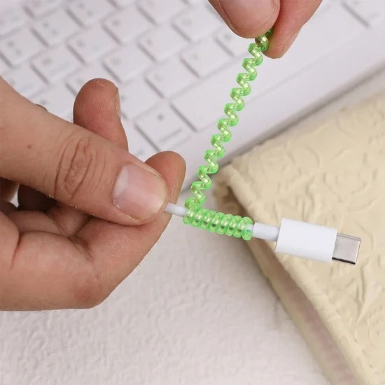 Flexible Spiral Cable Protector Sleeve for USB Type C Lightning Charger Cables and Earphone Wires Tangle Free Cord Guard (1 Pc)