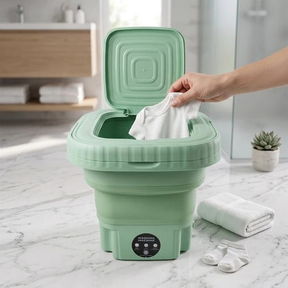 Portable Mini Folding Washing Machine with Drain Basket Compact Washer for Underwear Socks Baby Clothes Travel Camping Dorm and Apartment (1 Pc)