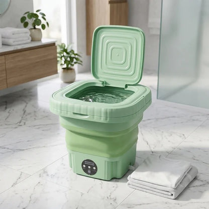 Portable Mini Folding Washing Machine with Drain Basket Compact Washer for Underwear Socks Baby Clothes Travel Camping Dorm and Apartment (1 Pc)