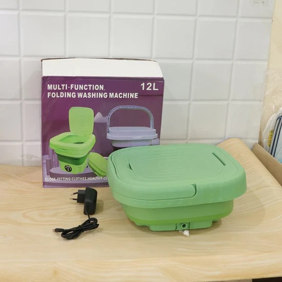 Portable Mini Folding Washing Machine with Drain Basket Compact Washer for Underwear Socks Baby Clothes Travel Camping Dorm and Apartment (1 Pc)