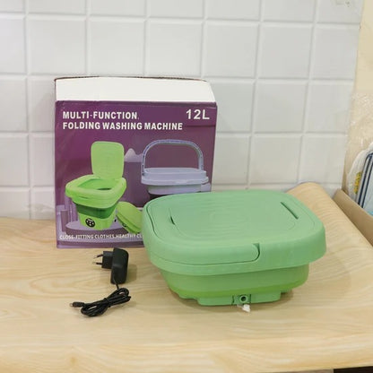 Portable Mini Folding Washing Machine with Drain Basket Compact Washer for Underwear Socks Baby Clothes Travel Camping Dorm and Apartment (1 Pc)