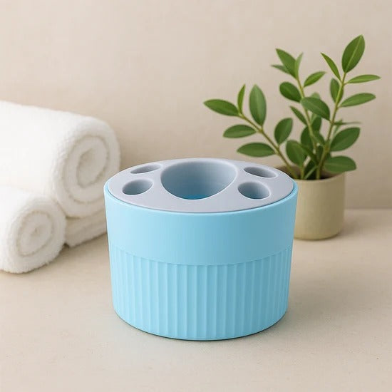 Round Multipurpose Toothpaste and Stationery Holder Plastic Desk Organizer for Toothbrush Pen Pencil Makeup Tools Kitchen and Bathroom Storage (1 Pc)