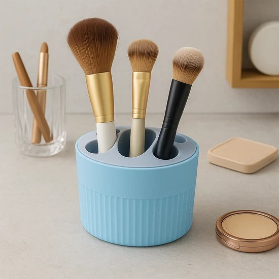 Round Multipurpose Toothpaste and Stationery Holder Plastic Desk Organizer for Toothbrush Pen Pencil Makeup Tools Kitchen and Bathroom Storage (1 Pc)