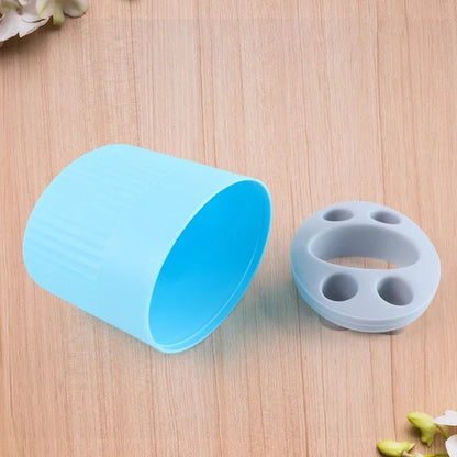 Round Multipurpose Toothpaste and Stationery Holder Plastic Desk Organizer for Toothbrush Pen Pencil Makeup Tools Kitchen and Bathroom Storage (1 Pc)