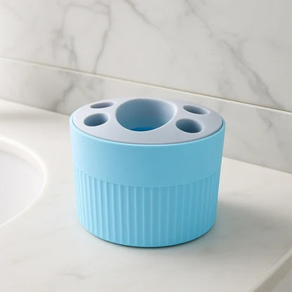 Round Multipurpose Toothpaste and Stationery Holder Plastic Desk Organizer for Toothbrush Pen Pencil Makeup Tools Kitchen and Bathroom Storage (1 Pc)
