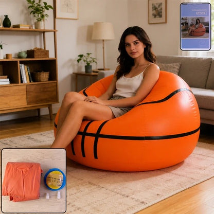 Football Inflatable Sofa Chair Cartoon Soccer Ball Design Folding Lounge Chair for Kids and Adults 110 x 85 Cm