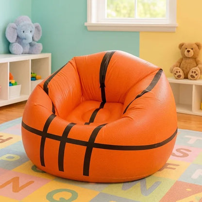 Football Inflatable Sofa Chair Cartoon Soccer Ball Design Folding Lounge Chair for Kids and Adults 110 x 85 Cm